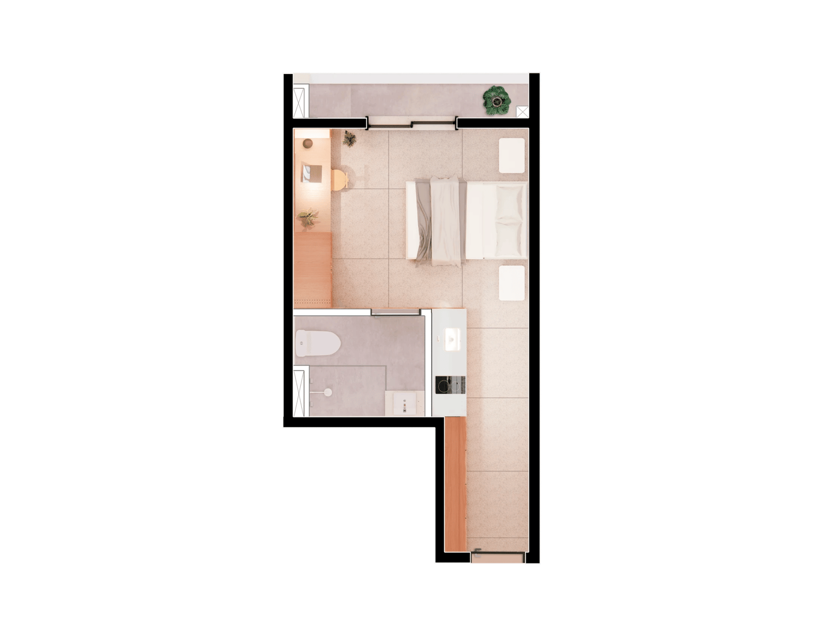 Planta 05 - 1 dorm 24,53m² - studio