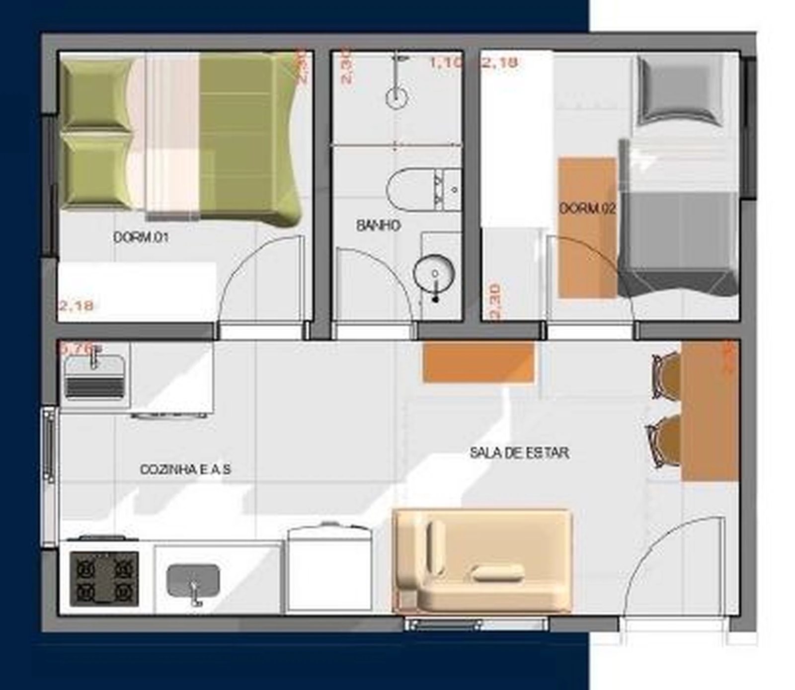 Planta 06 - 2 dorm 35m²
