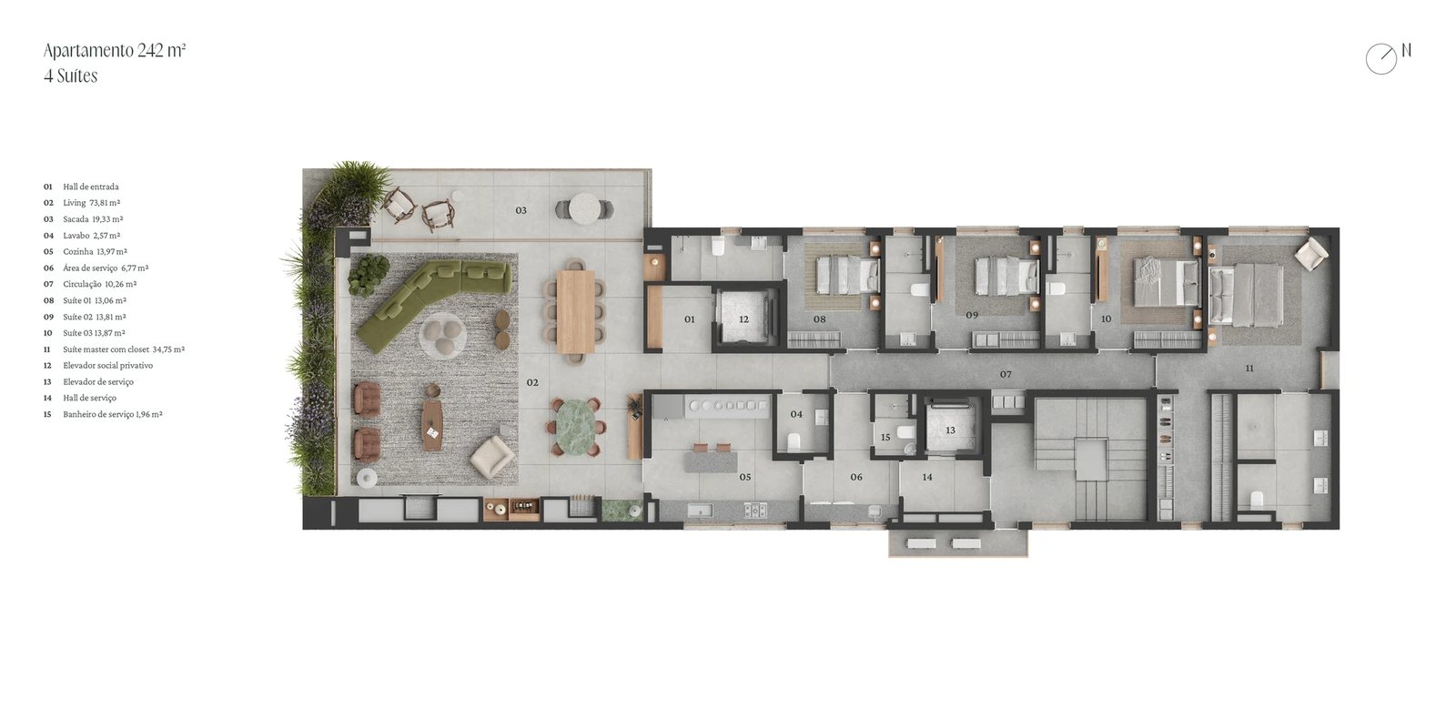 Apartamento 4 Suítes