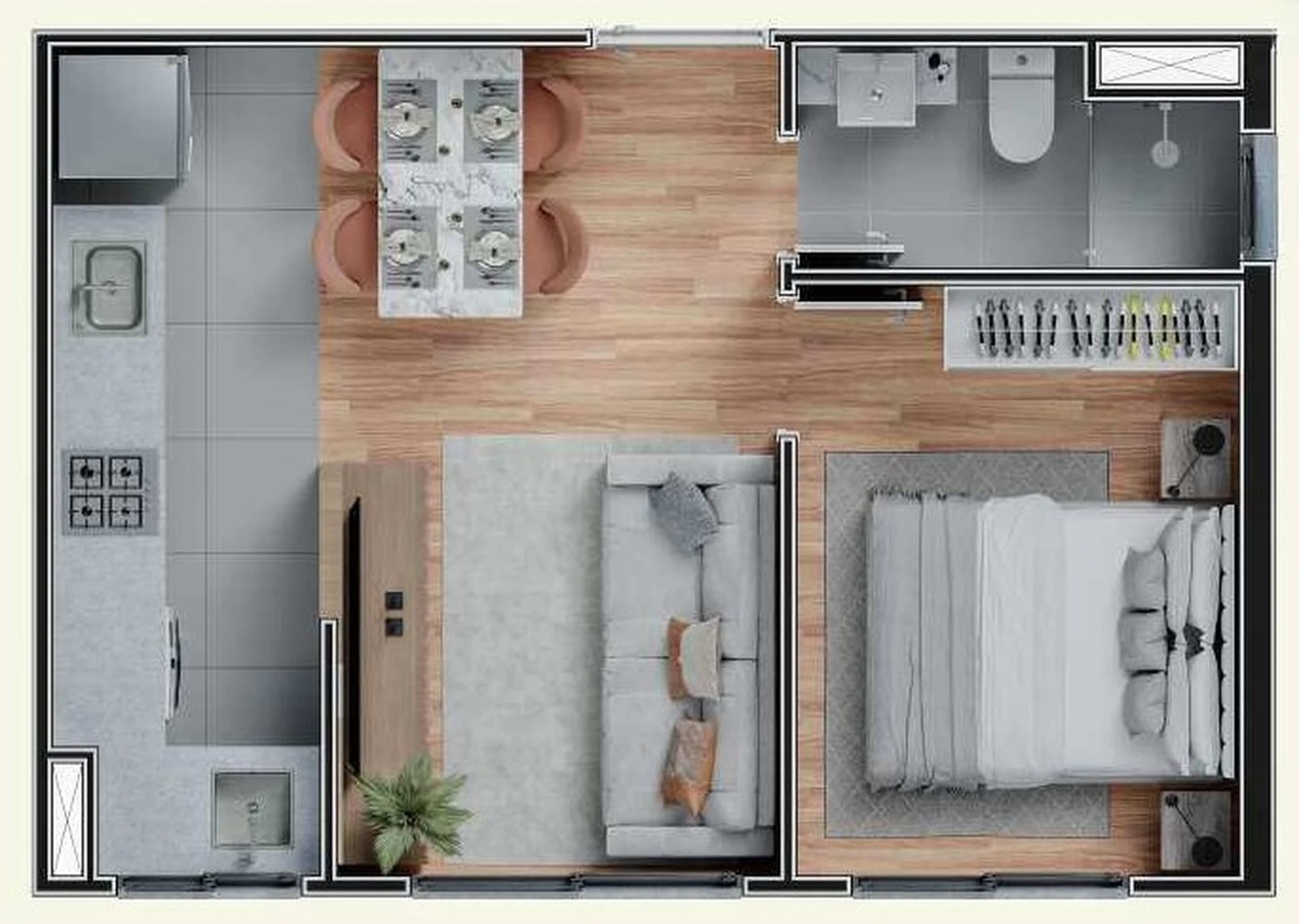 Planta 01 - 1 dorm 31m²