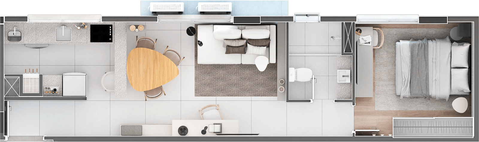 Planta 01 - 1 dorm 40,11m²