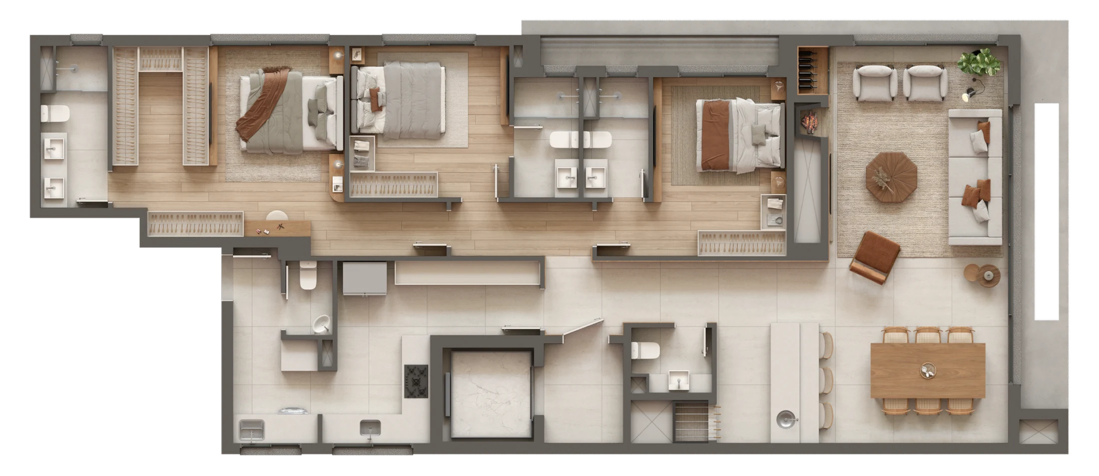 Planta 01 - 3 dorm 157,24m²