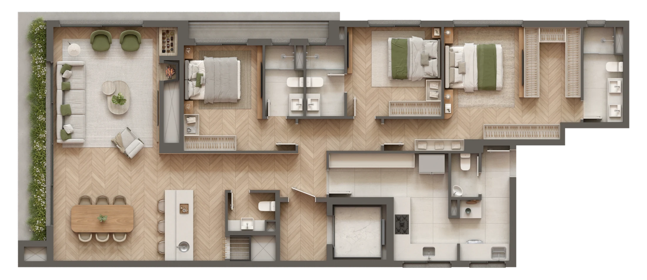 Planta 04 - 3 dorm 161,16m²