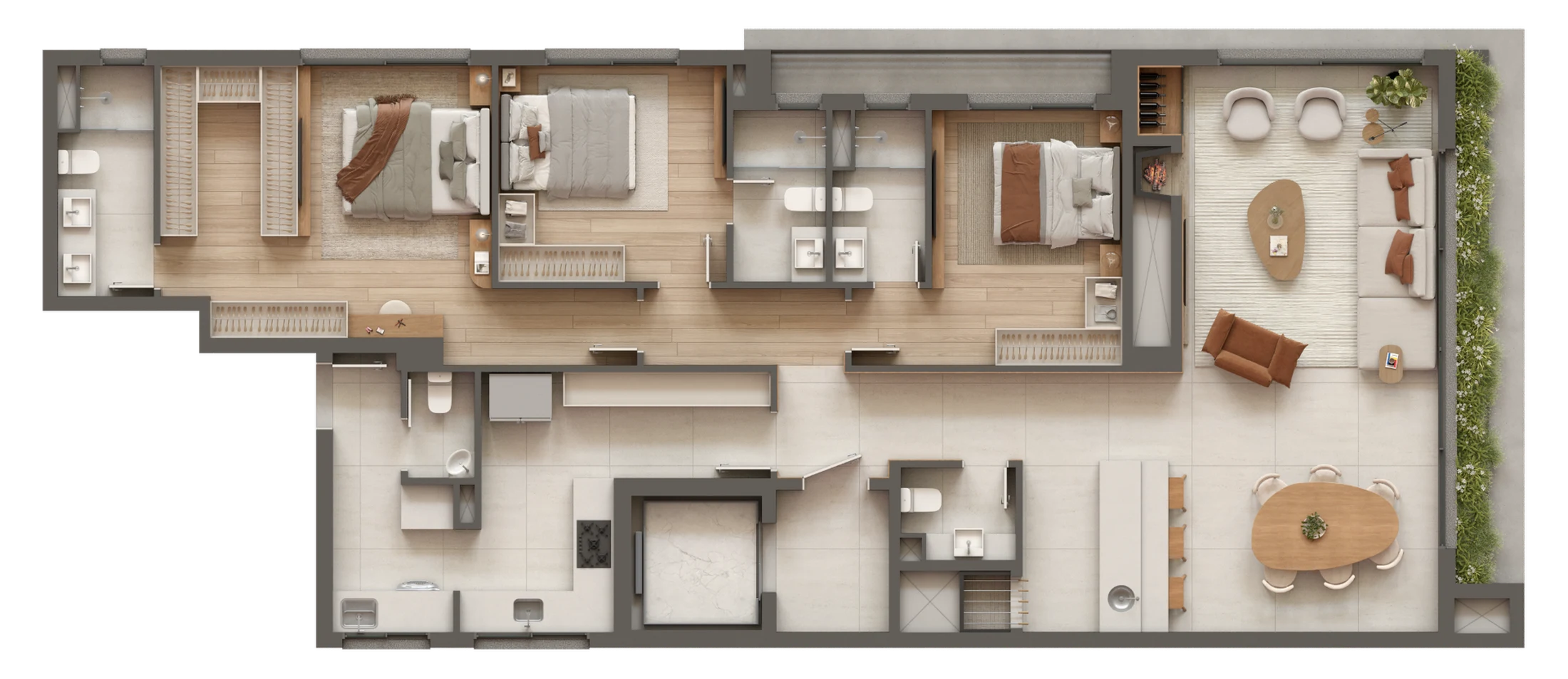 Planta 03 - 3 dorm 161,16m²