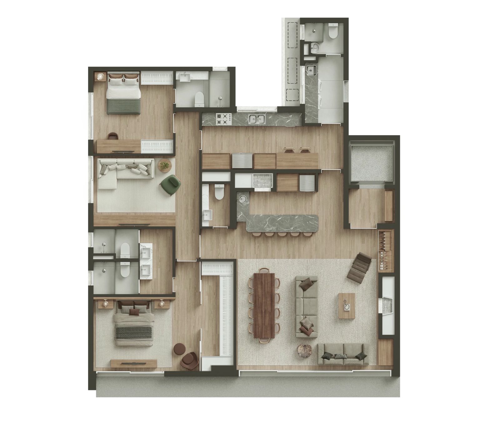 Planta 06 - 2 dorm 170,91m² - opção 01
