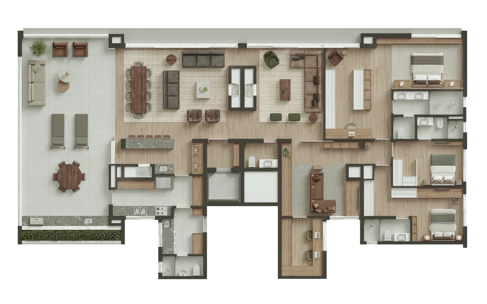 Planta 10 - 3 dorm 315,43m² - cobertura horizontal