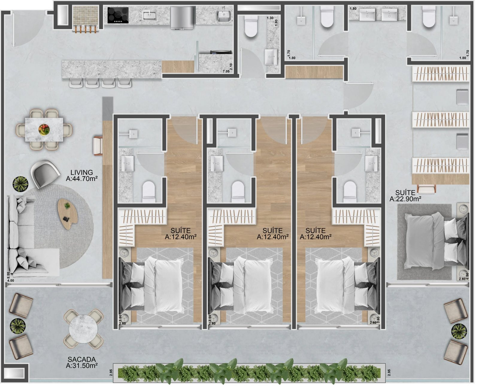 Planta 10 - 4 dorm 226m²