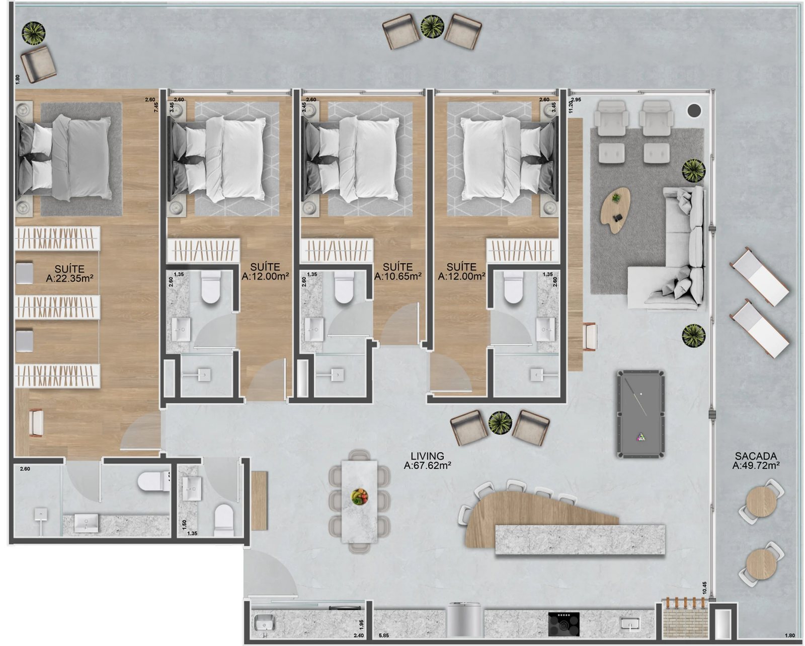 Planta 09 - 4 dorm 226m²