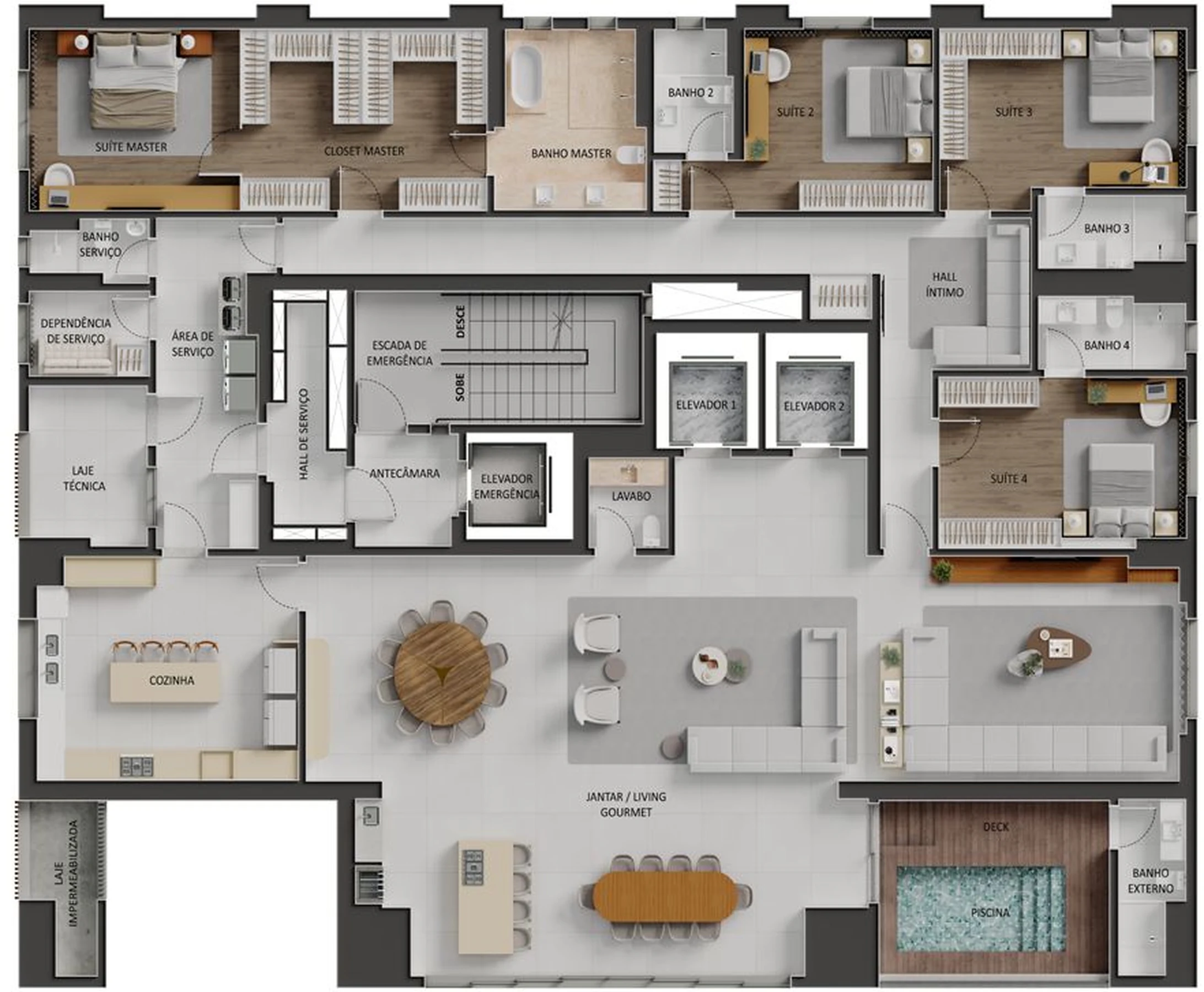 Planta 01 - 4 dorm 428,08m²