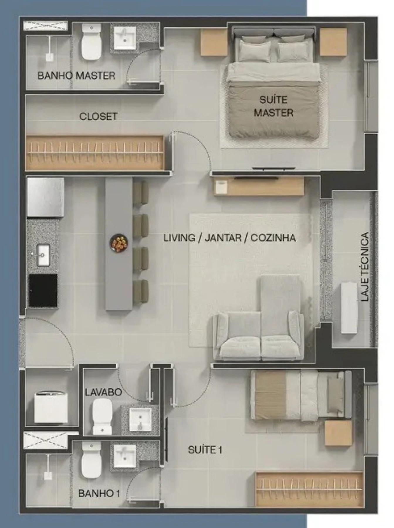 Planta 07 - 2 dorm 58,36m²