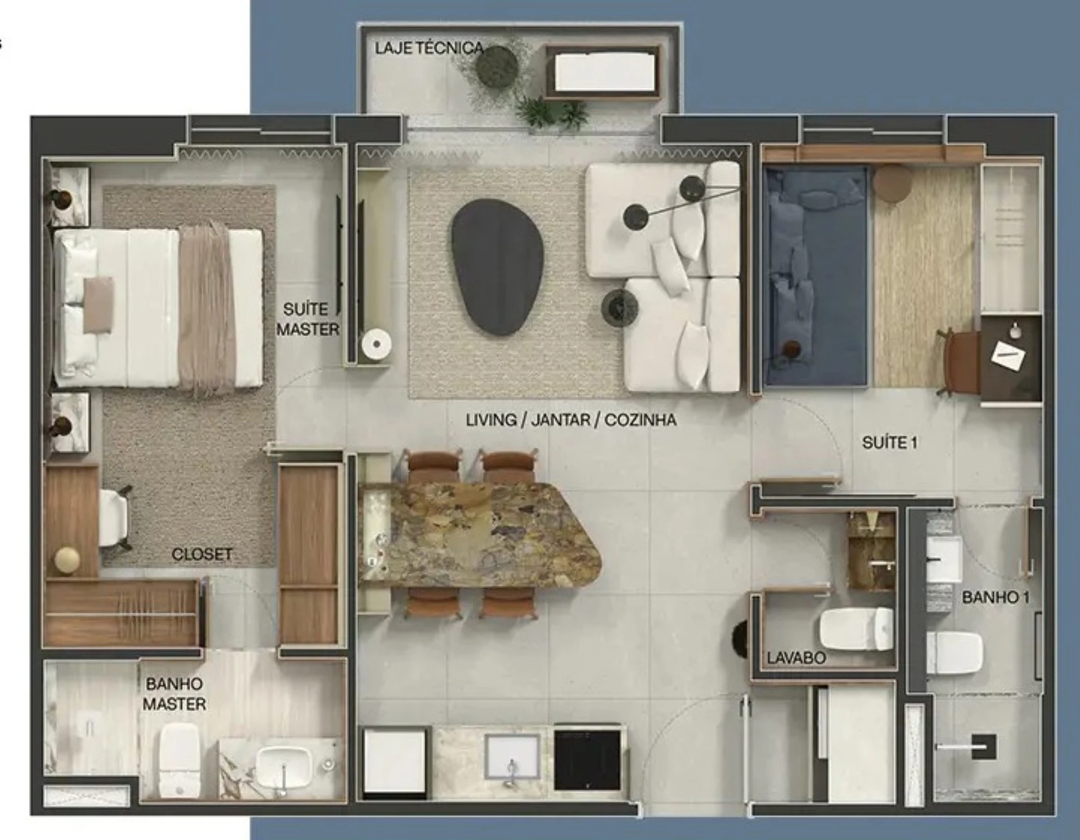 Planta 06 - 2 dorm 57,19m²