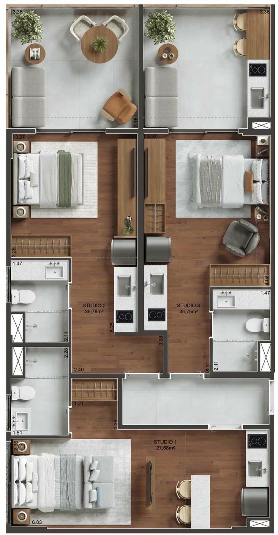 Planta 09 - 3 dorm 99,21m²