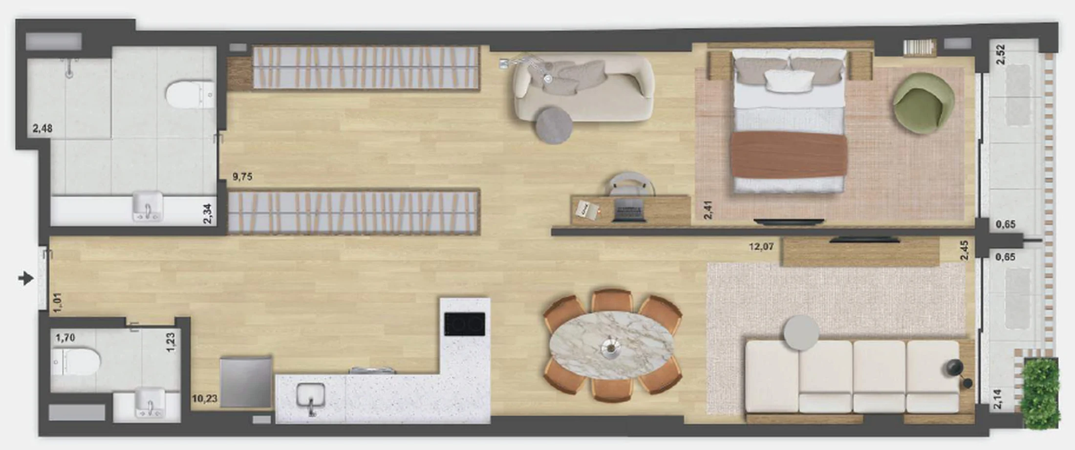 Planta 10 - 1 dorm 70,05m²