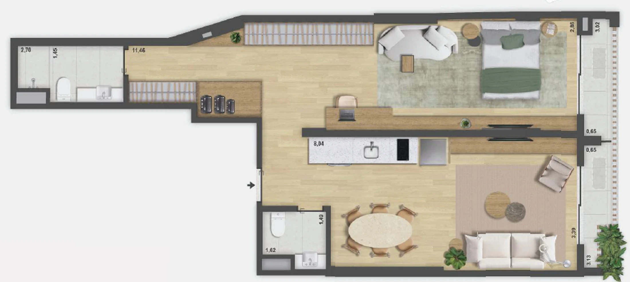 Planta 12 - 1 dorm 73,52m²