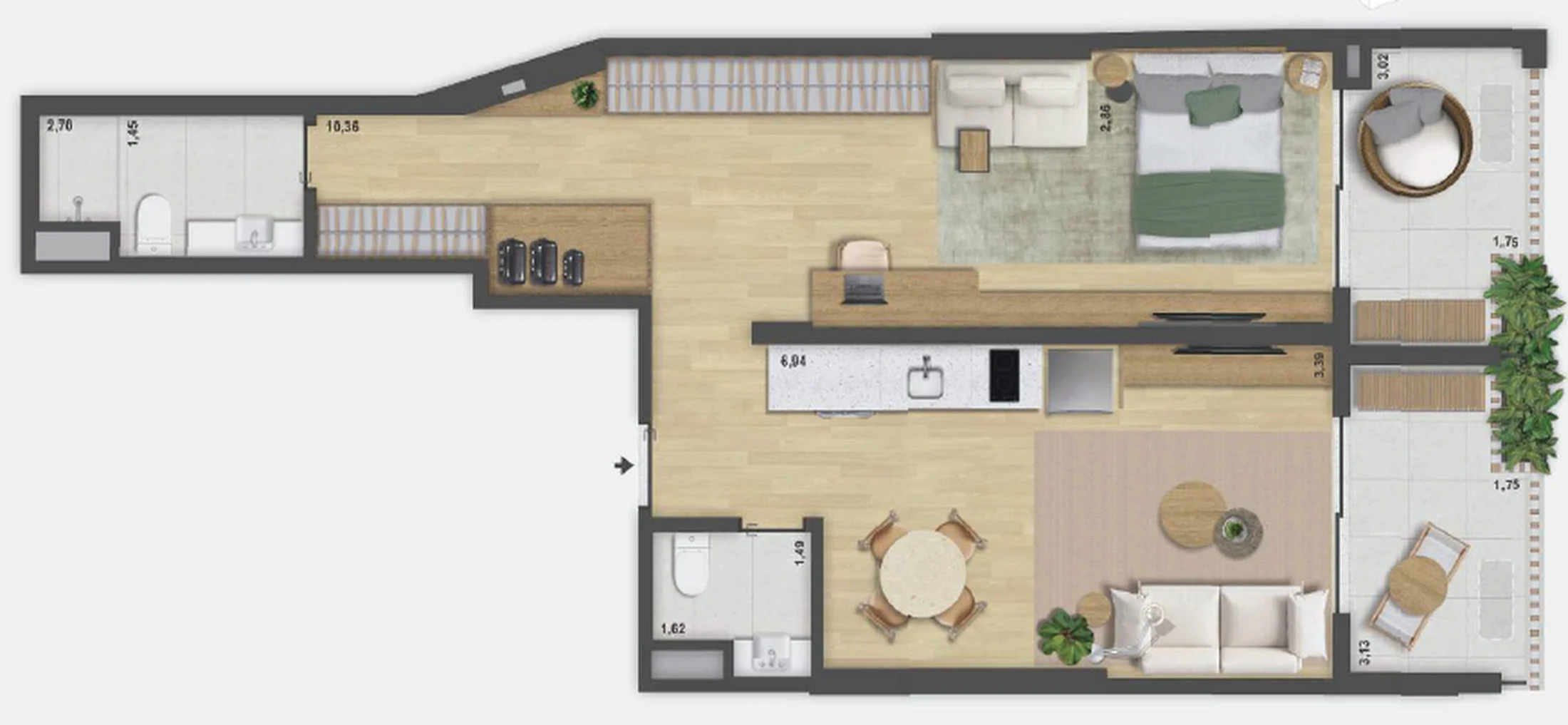 Planta 11 - 1 dorm 73,44m²