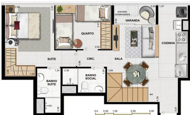 Planta 07 - 2 dorm 98 81m² - duplex - inferior