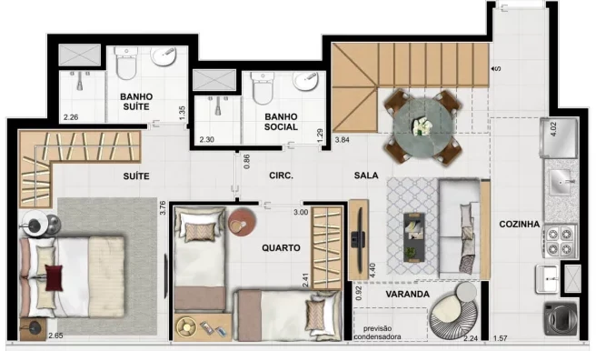 Planta 09 - 2 dorm 98 99m² - duplex - inferior