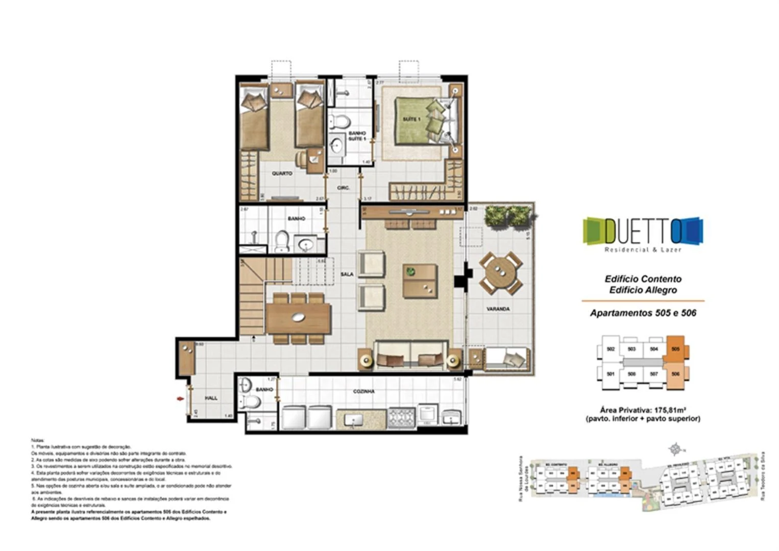 Planta 06 - 3 dorm 175 81m² - cobertura