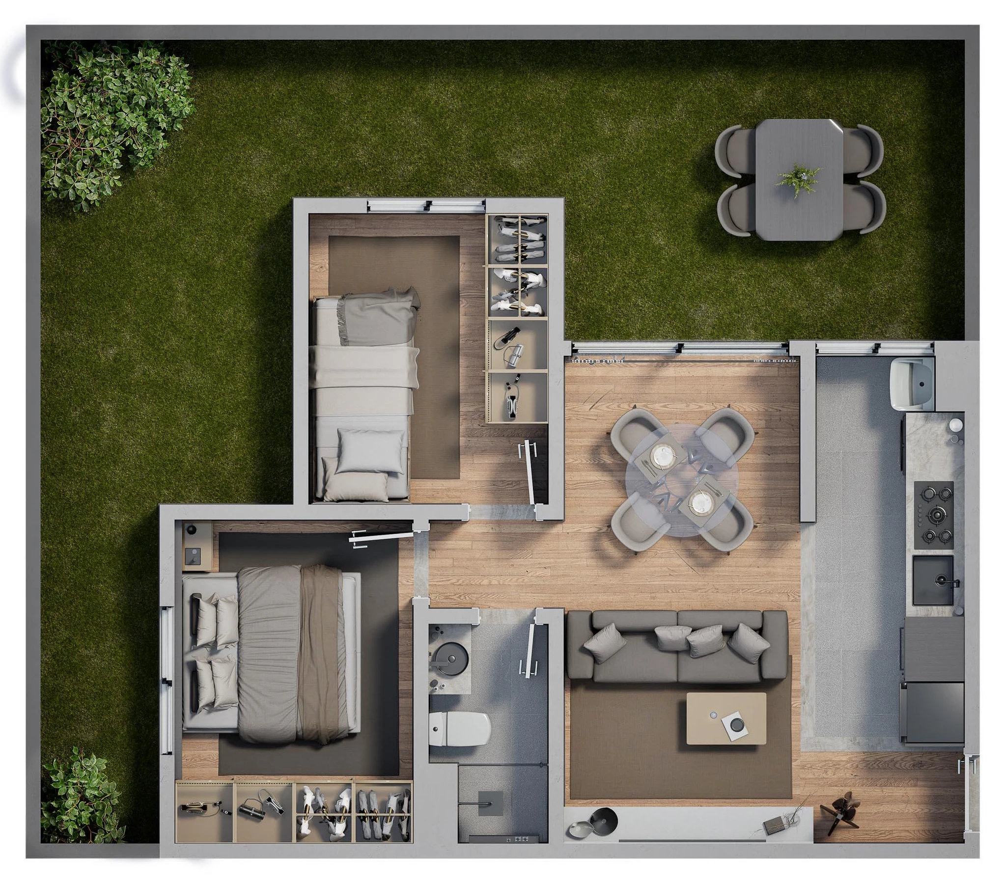 Planta 02 - 2 dorm 79m² - garden