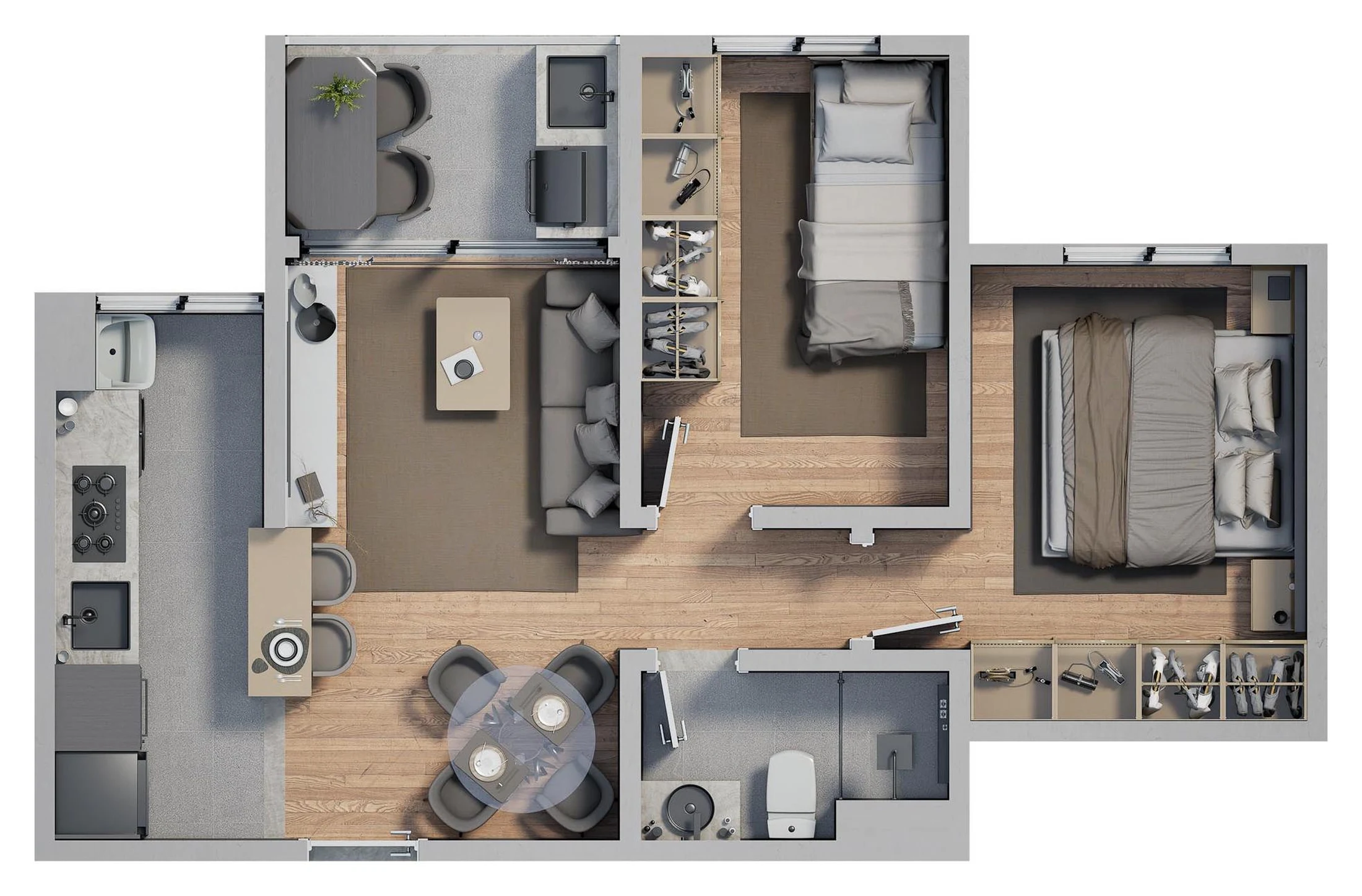 Planta 01 - 2 dorm 45m²