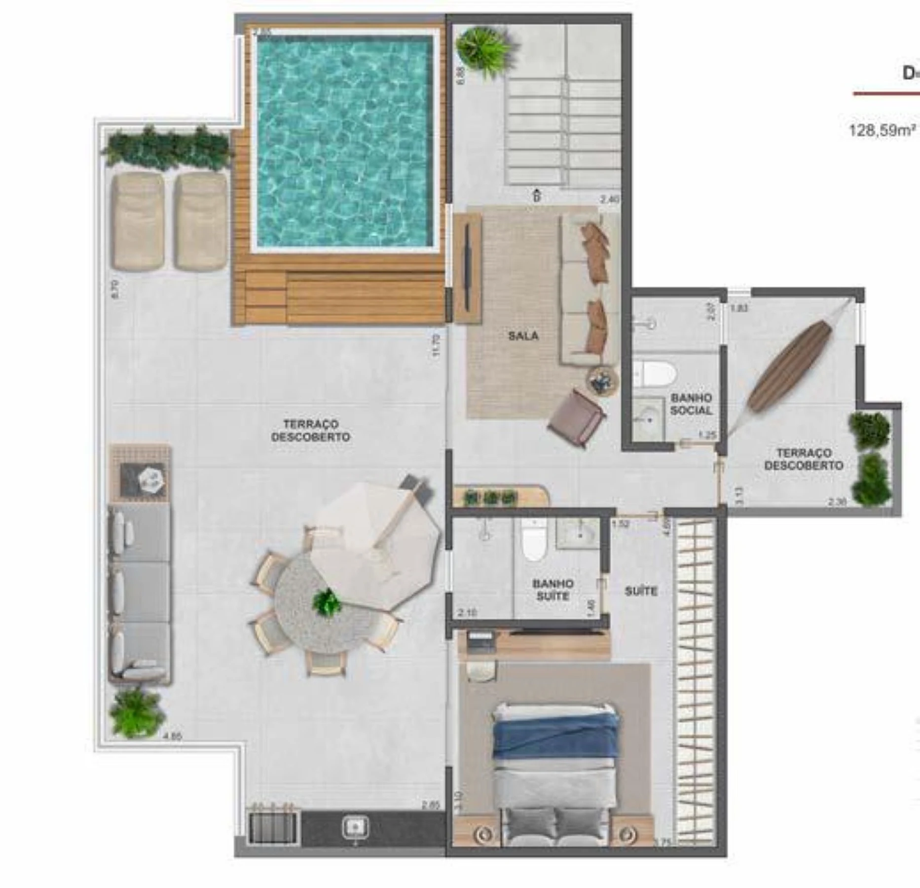 Planta 09 - 4 dorm 207,68m² - cobertura duplex - superior