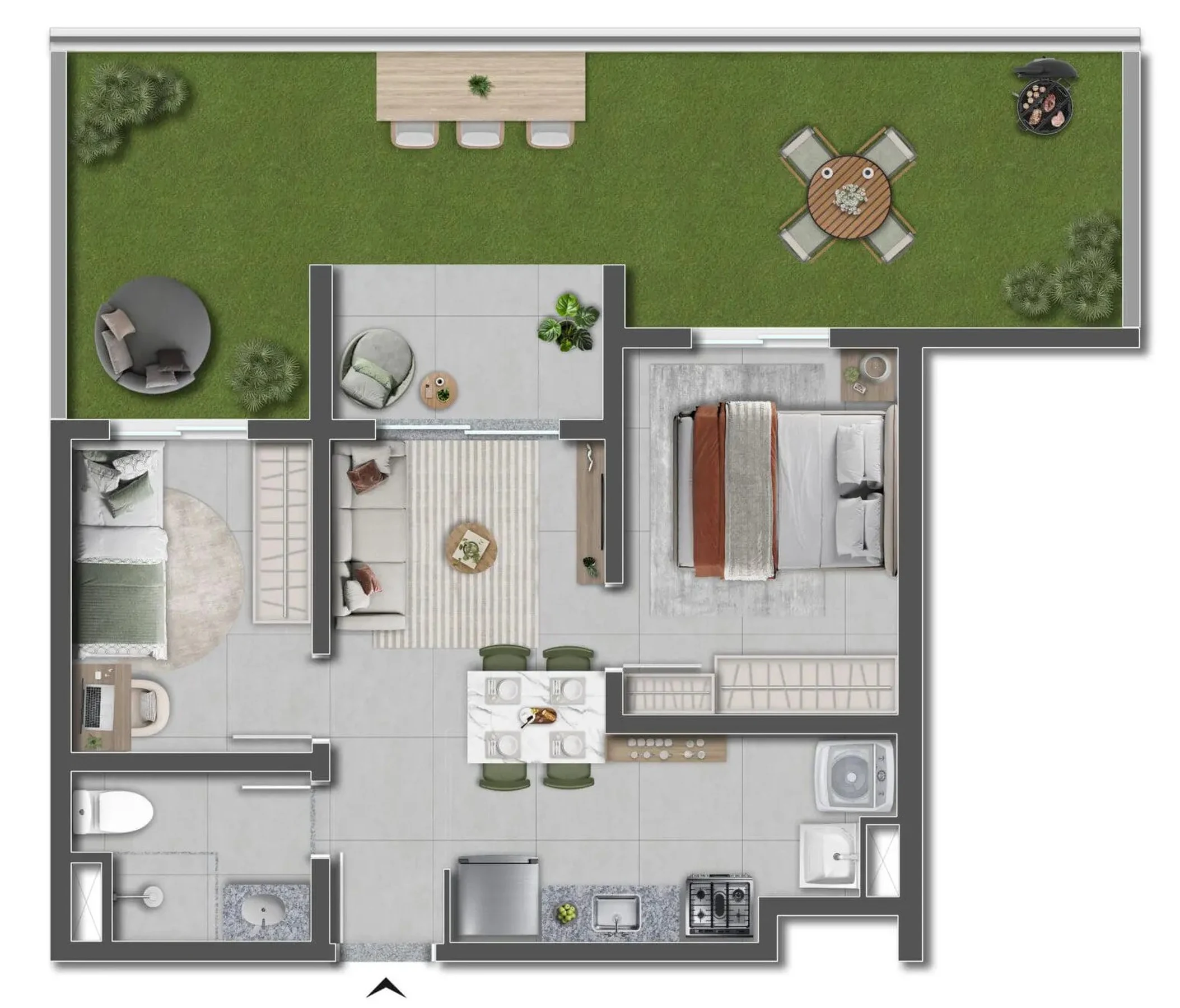Planta 06 - 2 dorm 65,20m² - garden