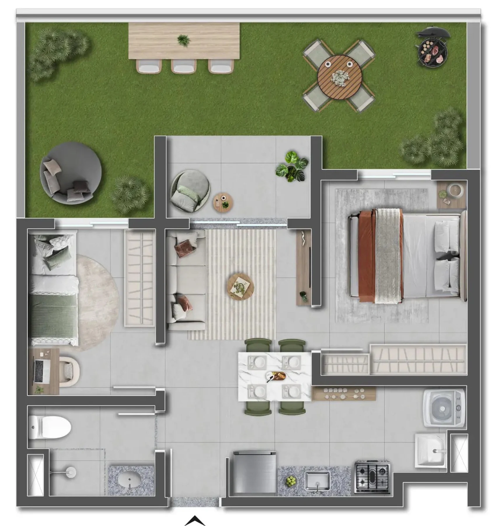 Planta 05 - 2 dorm 59,96m² - garden