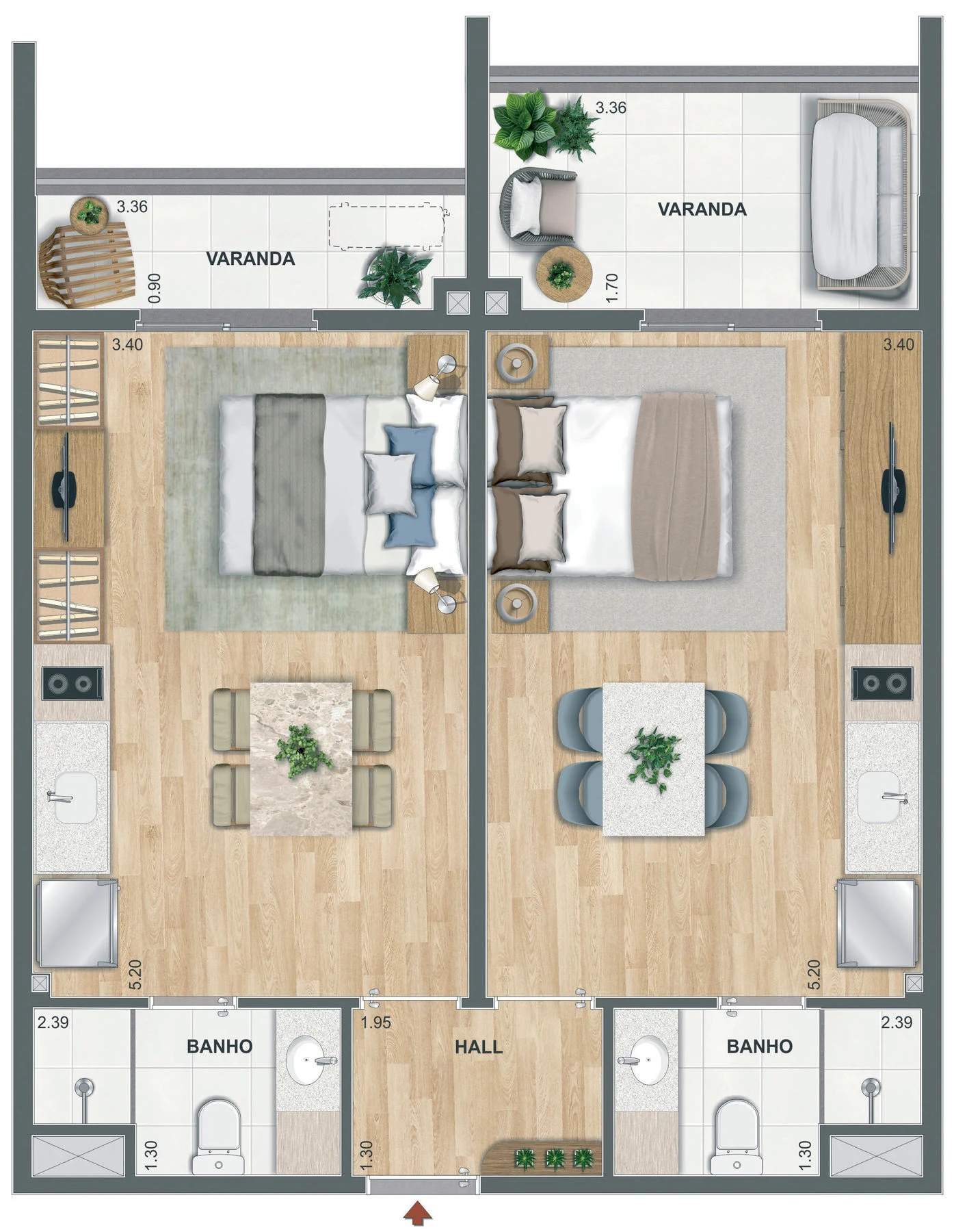 Planta 06 - 2 dorm 60,26m²