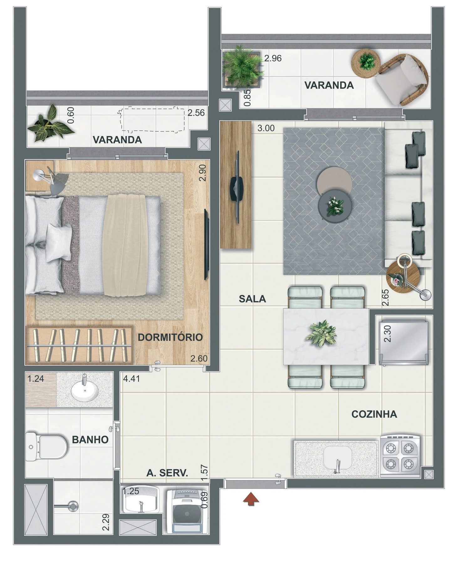 Planta 04 - 1 dorm 37,86m²