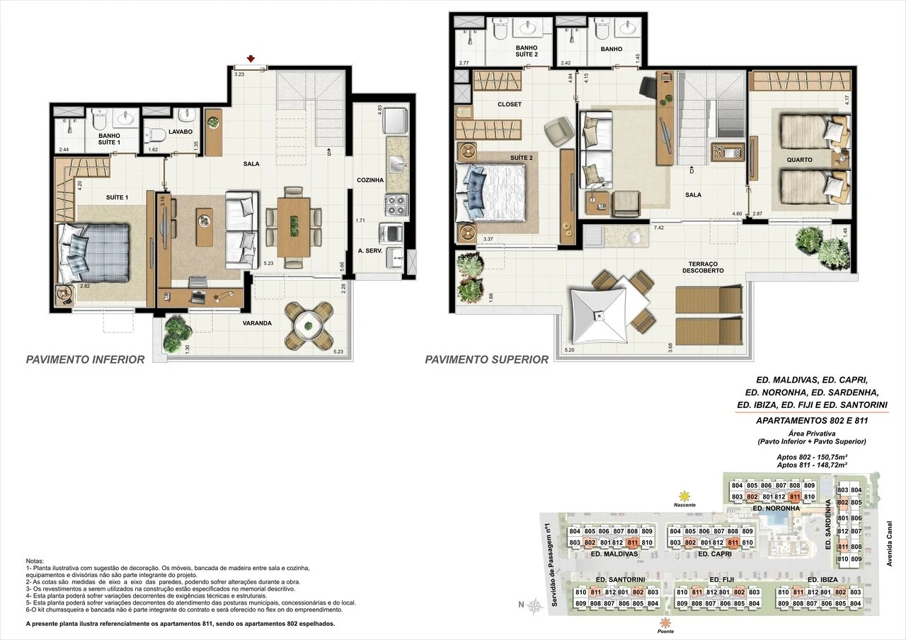 Planta 16 -3 dorm 148 72m² - cobertura
