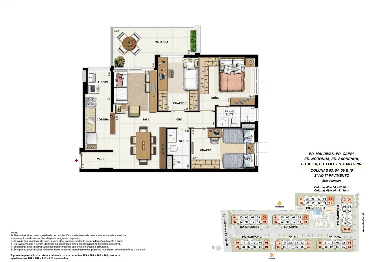 Planta 03 - 3 dorm 81 19m²