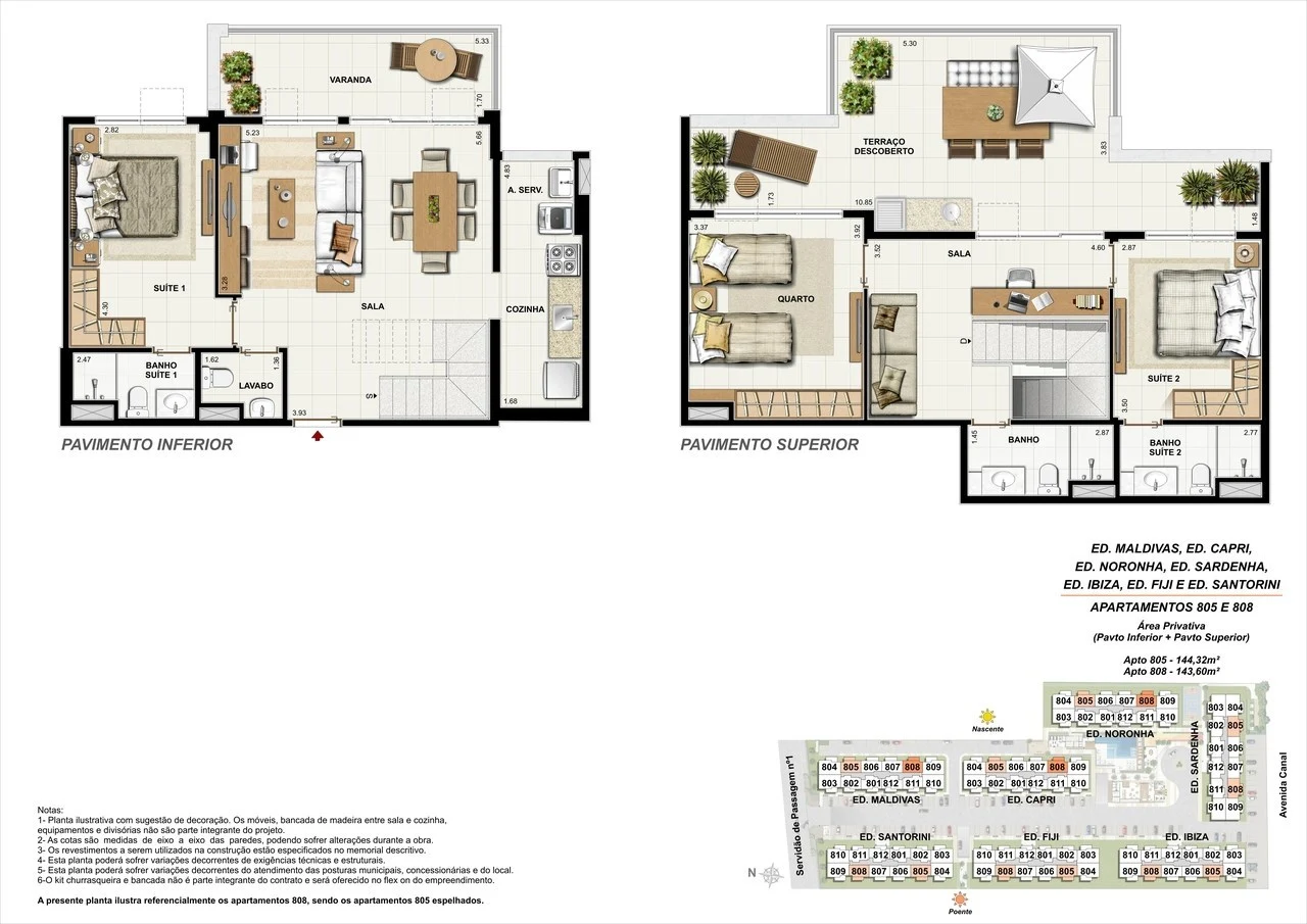 Planta 14 - 3 dorm 143 60m² - cobertura
