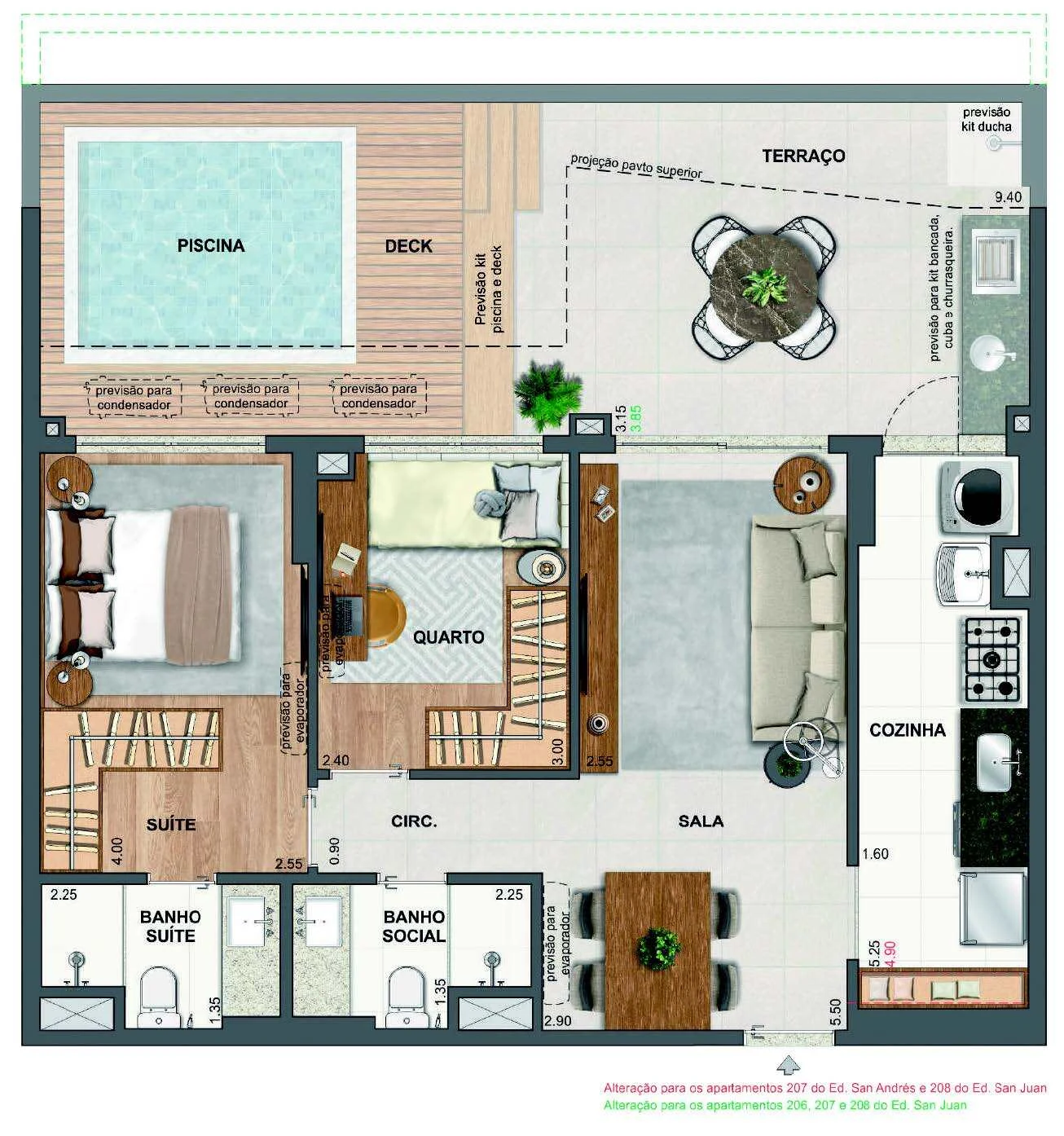 Planta 09 - 2 dorm 87,04m² - garden