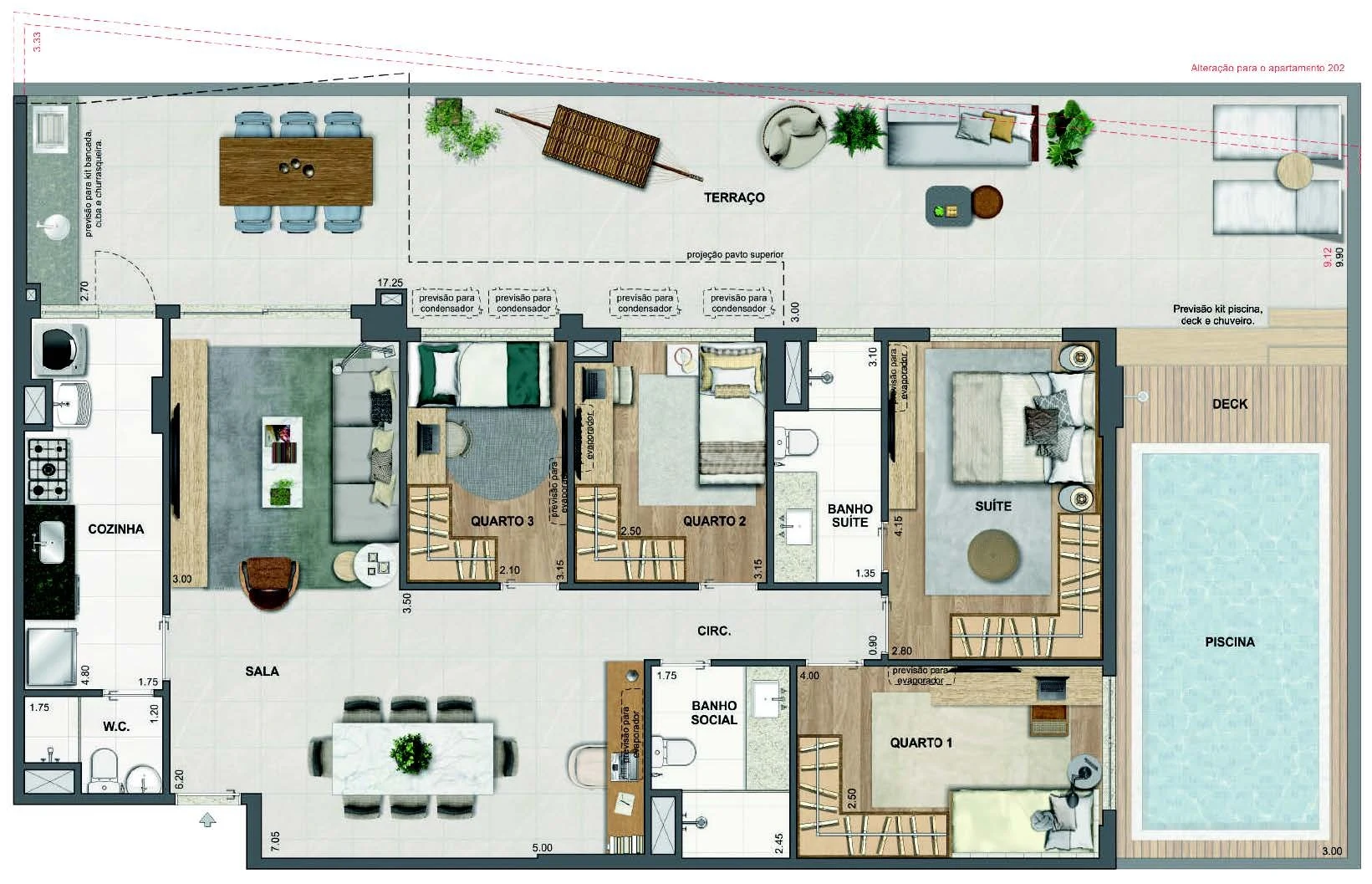 Planta 47 - 4 dorm 176,96m² - garden