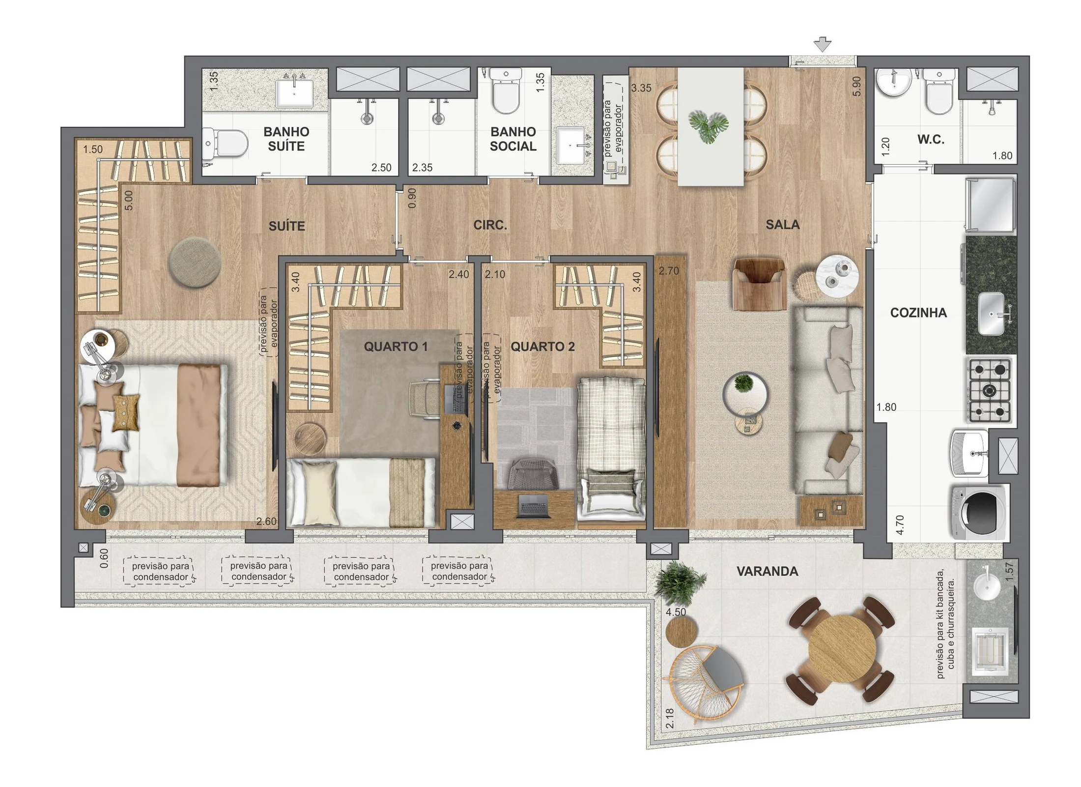 Planta 14 - 3 dorm 92,02m²