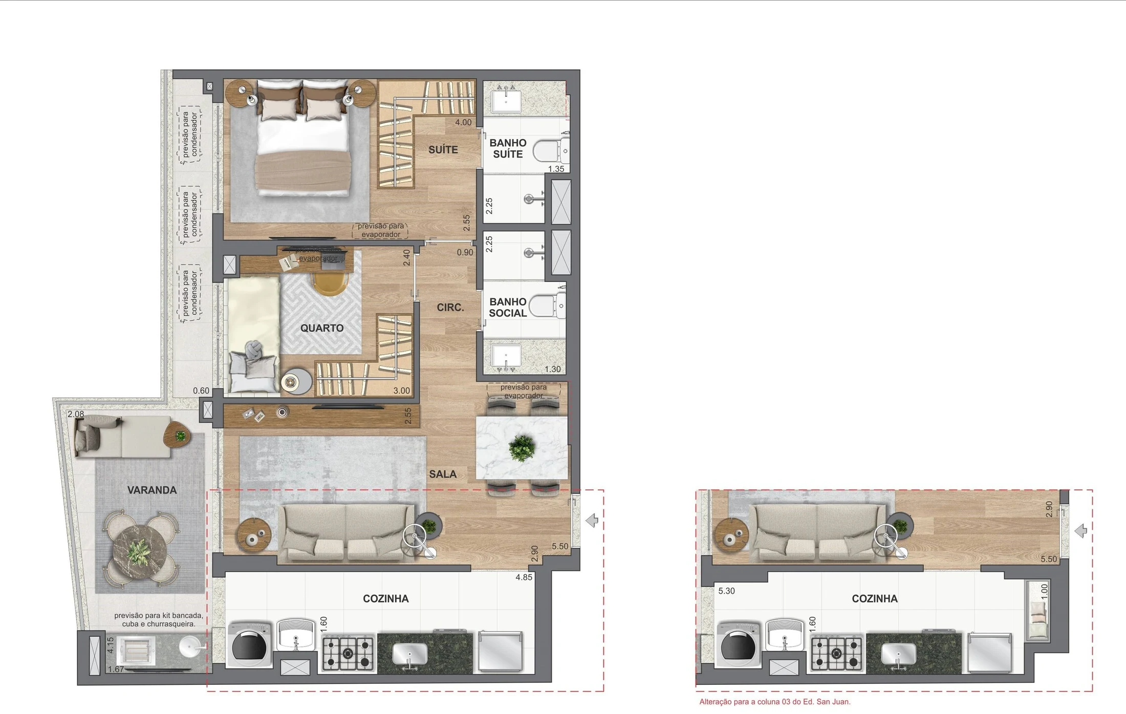 Planta 02 - 2 dorm 69,49m²