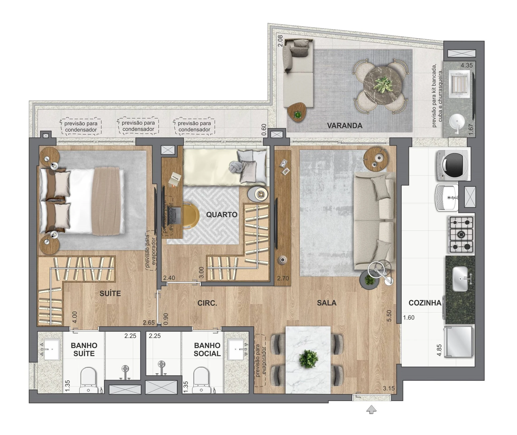 Planta 06 - 2 dorm 72,10m²