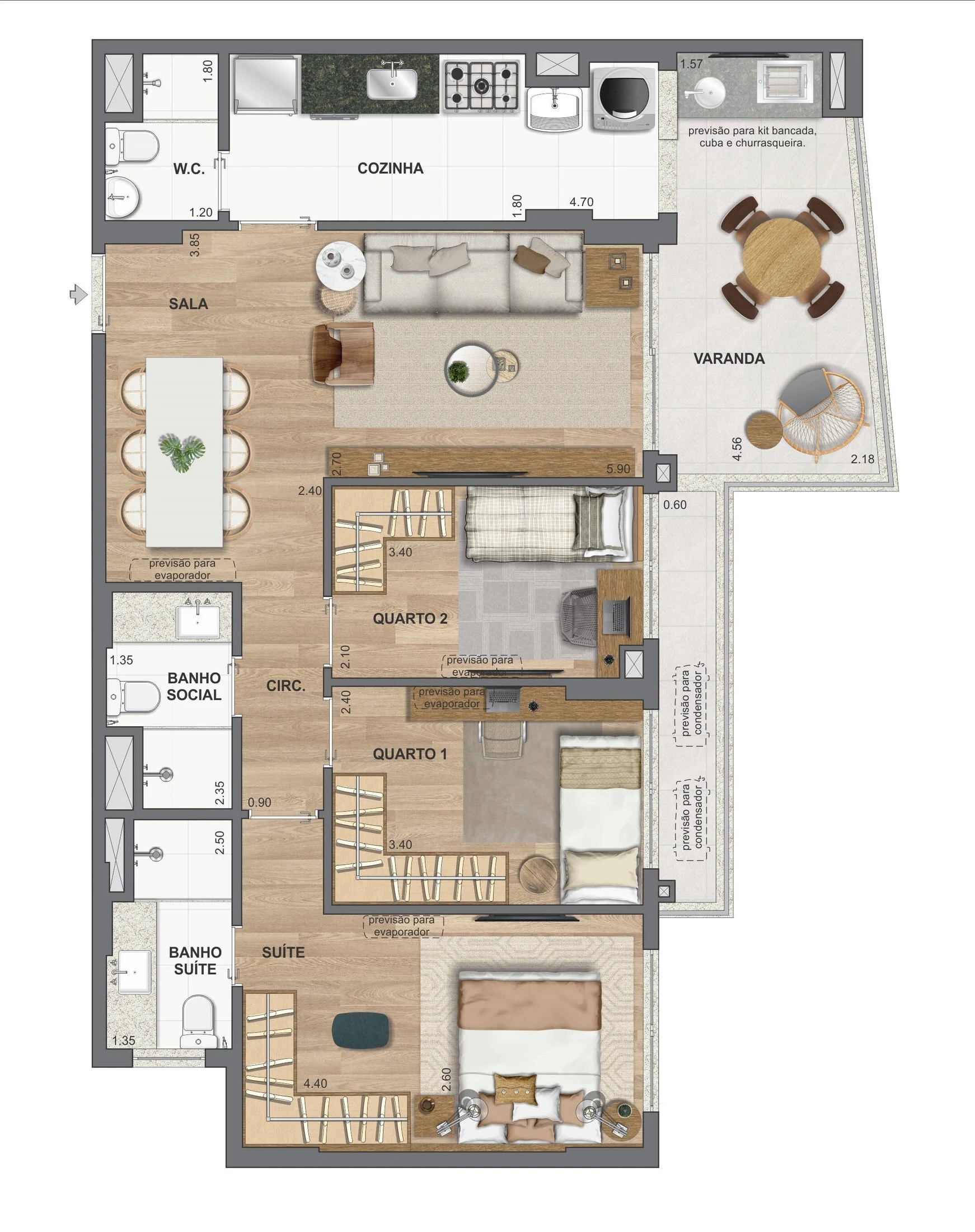 Planta 11 - 3 dorm 90,02m²
