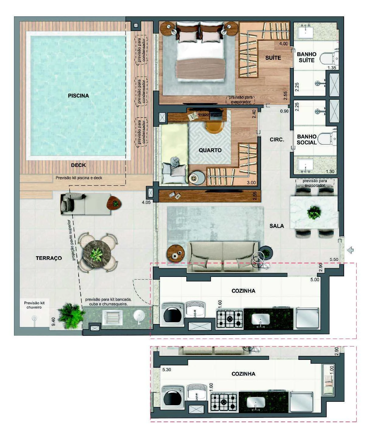 Planta 19 - 2 dorm 95,39m²