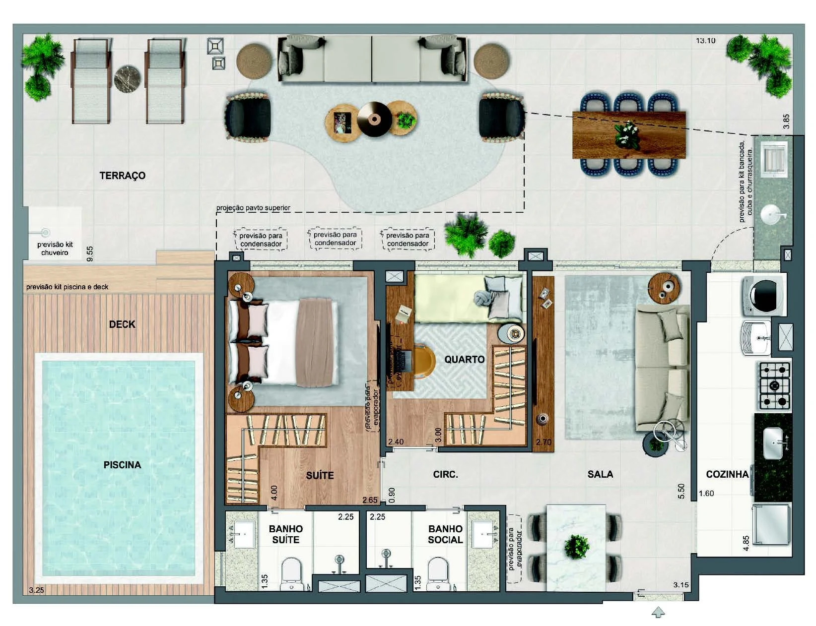 Planta 31 - 2 dorm 130,81m² - garden