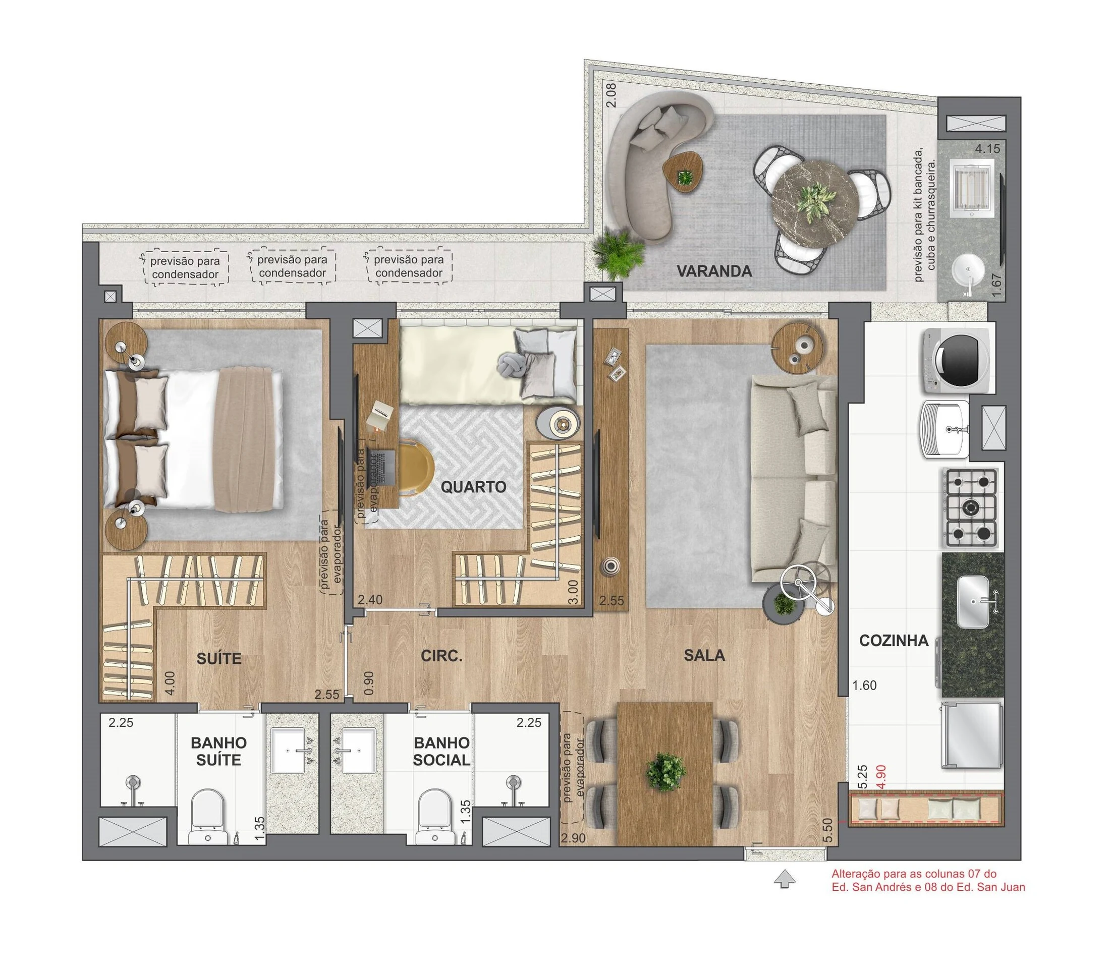 Planta 03 - 2 dorm 69,72m²