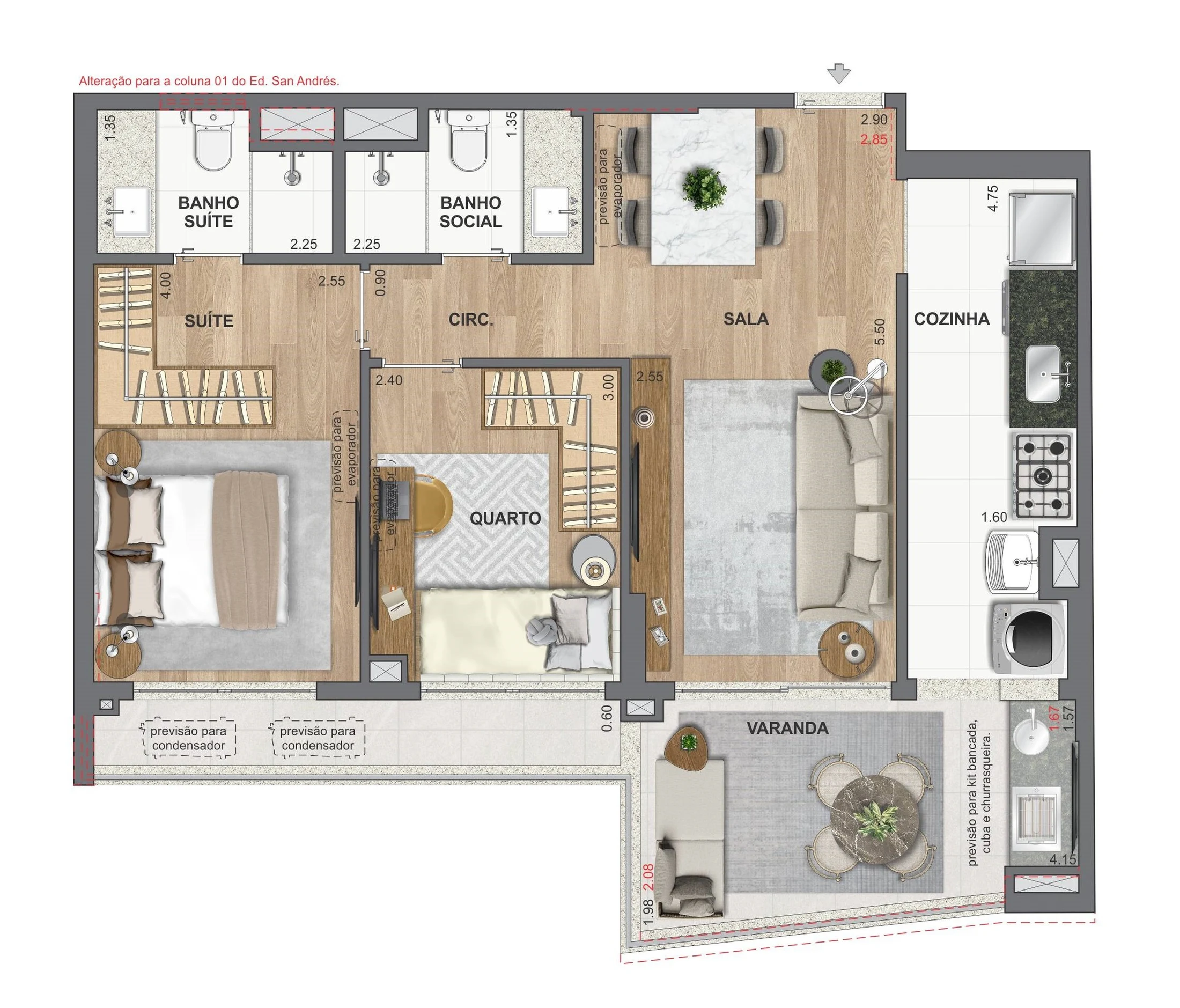 Planta 04 - 2 dorm 69,78m²