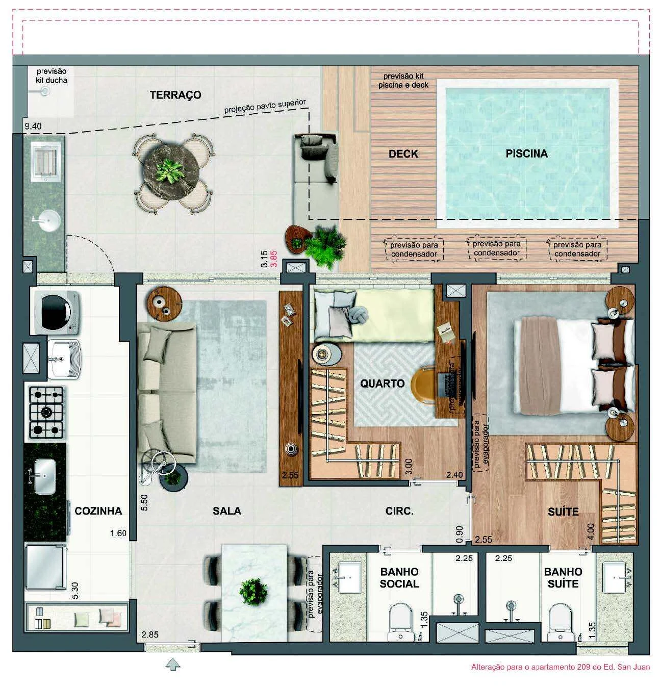Planta 10 - 2 dorm 88,57m² - garden