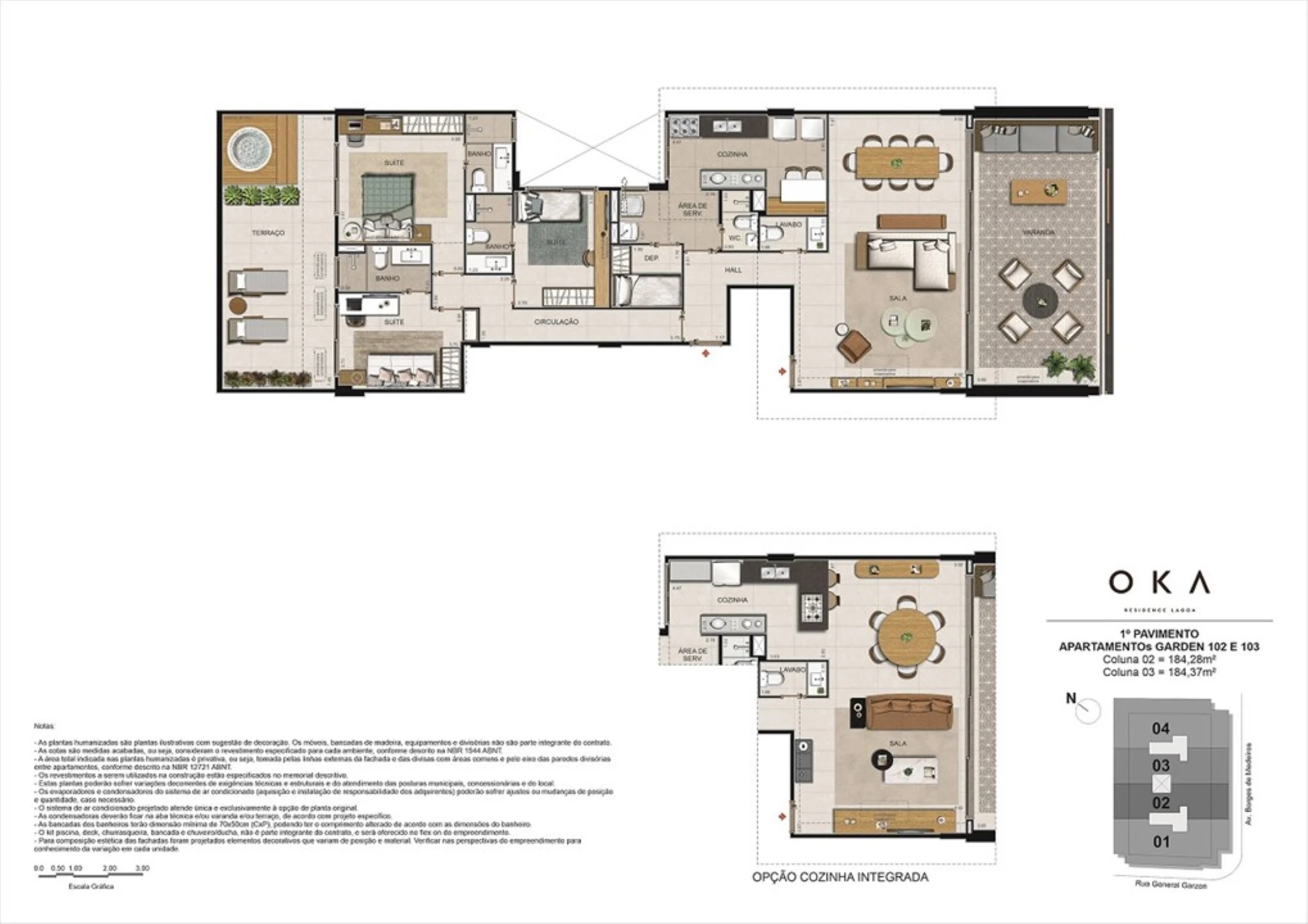 Planta 04 - 3 dorm 184 28m² - garden