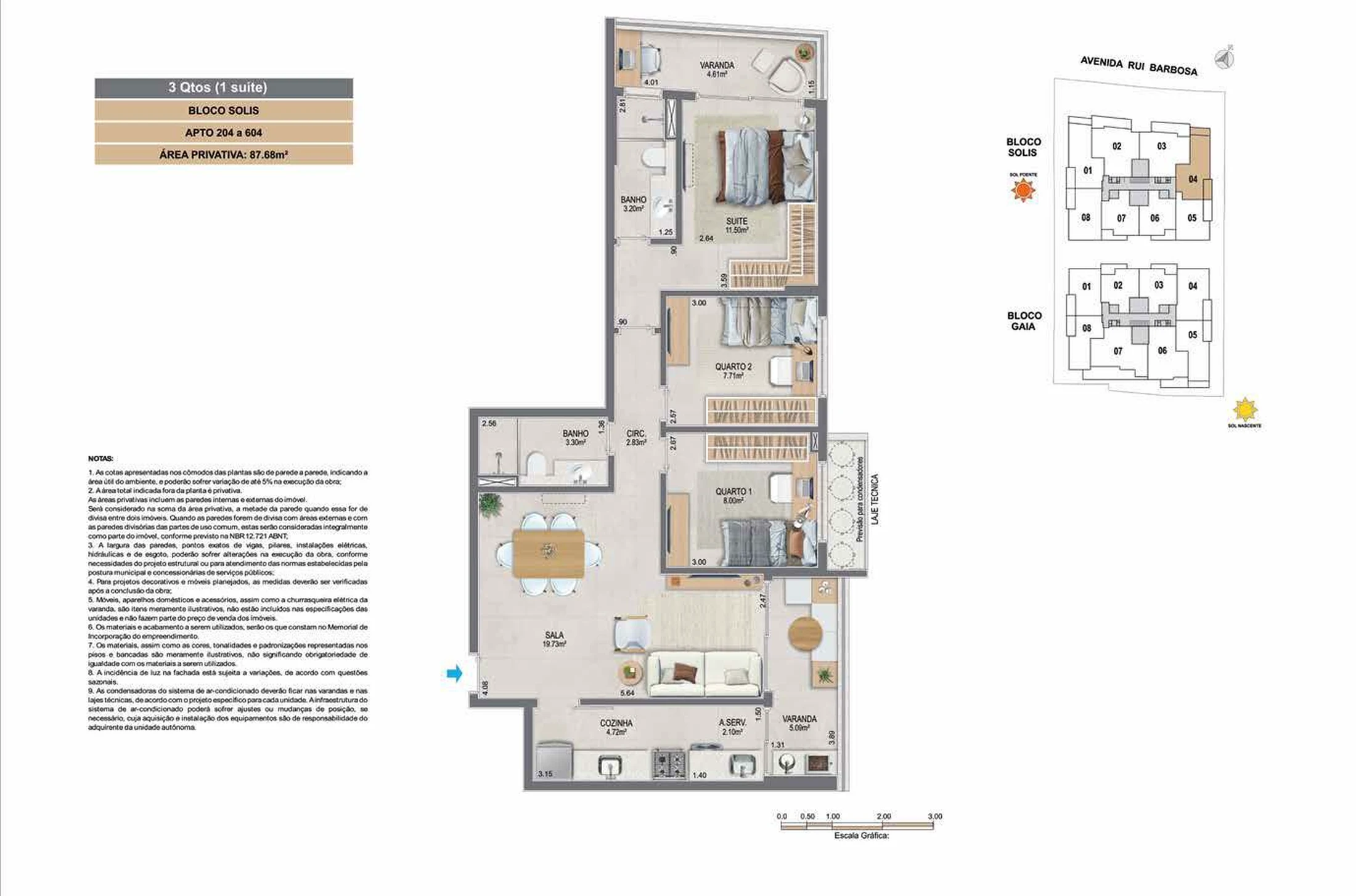 Planta 11 - 3 dorm 87,68m²