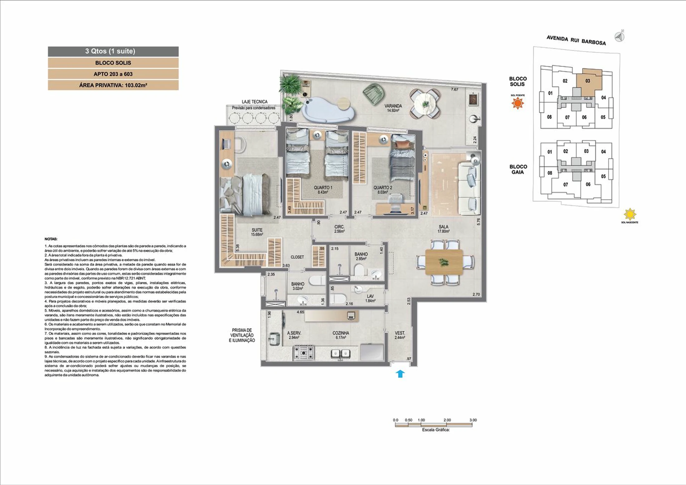 Planta 14 - 3 dorm 103,02m²