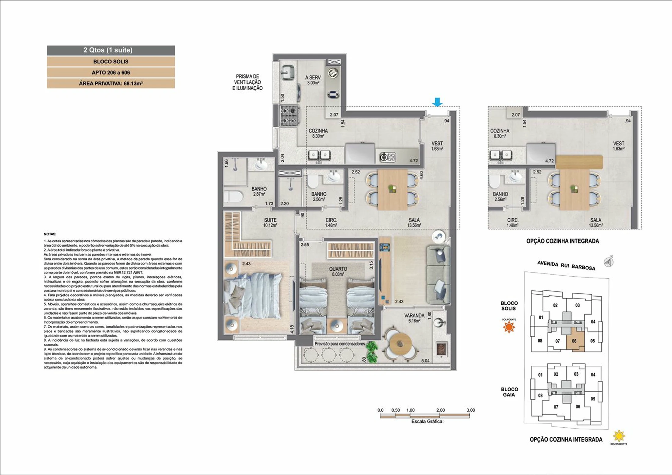 Planta 01 - 2 dorm 64,43m²