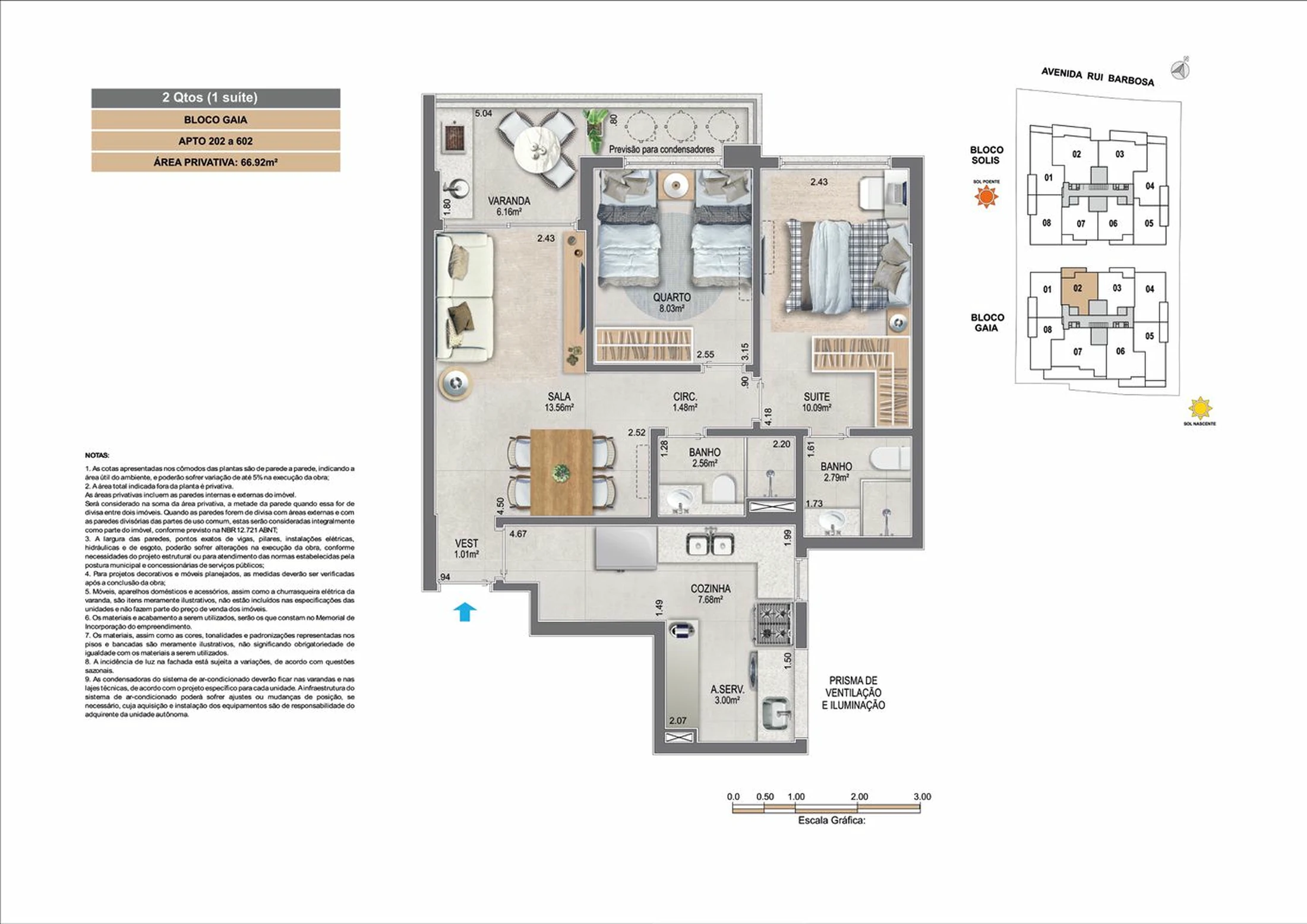 Planta 02 - 2 dorm 66,92m²