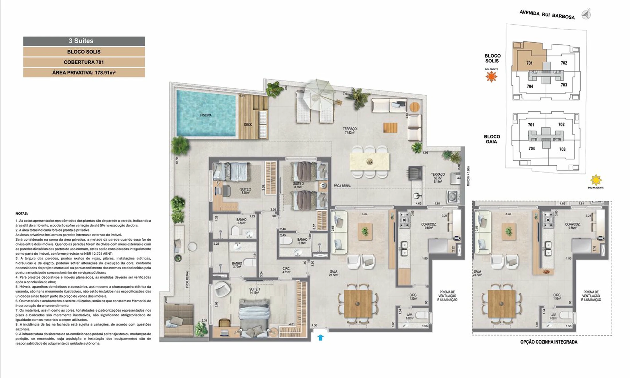 Planta 25 - 3 dorm 178,91m² - cobertura horizontal