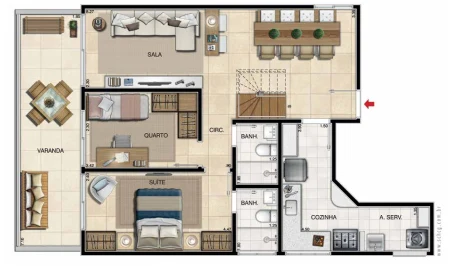 Planta 08 - 2 dorm 167 20m² - cobertura duplex - inferior